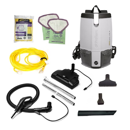 Proteam ProVac FS 6, 6 qt. Backpack Vacuum w/ Commercial Power Nozzle Tool Kit 107461
